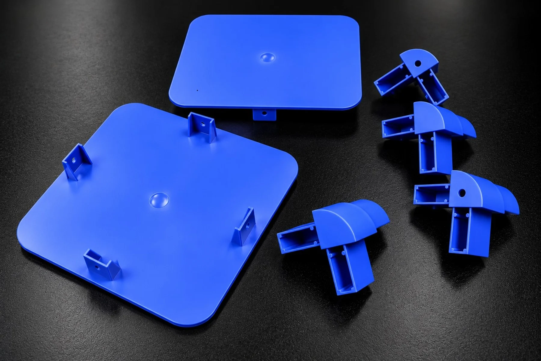 Blue injection-molded OEM components
